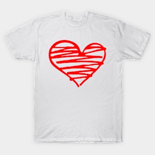 Doodle Red Heart. Love Symbol T-Shirt